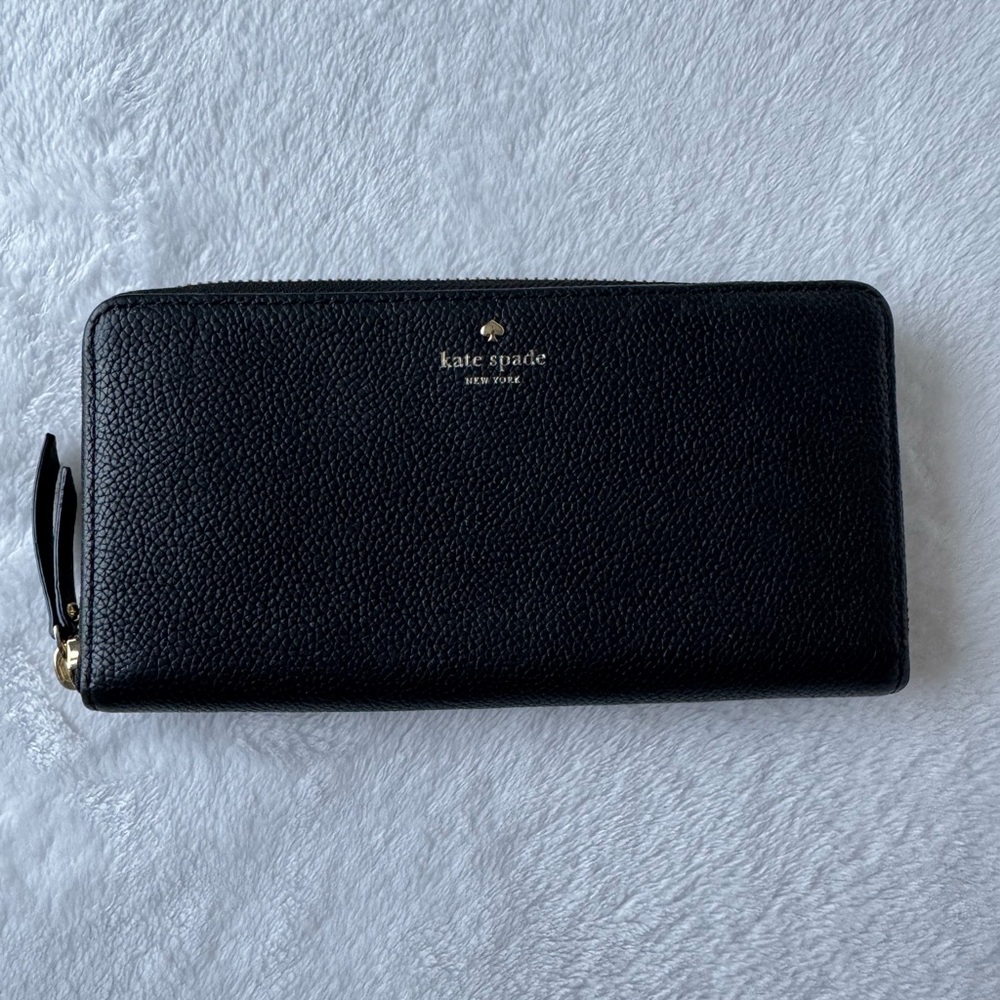 Kate Spade Black Textured Zip Wallet